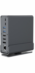 Gembird A-CF-COMBO15-01 USB Type-CF 15v1 multiportový adaptér (USB hub AF-porty v.2x2 + v.3x3, Type-CF + HDMIx2 + DisplayPort + PD + čtečka karet + GigaLAN + 3,5mm audio), šedý