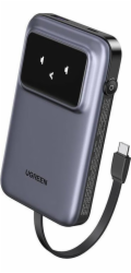 Ugreen Powerbanka Uno PB511 10000mAh, 30W, vestavěný kabel USB-C (šedá)