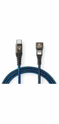 NEDIS USB kabel - USB 2.0 kabel | Apple Lightning 8-pinový | USB-C™ konektor | 60 W | 480 Mb/s | Poniklovaný | 1,00 m | Kulatý | Opletený / Nylonový | Modrý / Černý