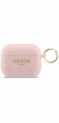 Guess Silikonový kryt s třpytivým kroužkem pro Apple AirPods Pro 3 růžový