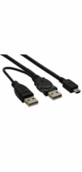PremiumCord USB 2.0 napájecí Y kabel A/M + A/M -- A/M mini 0.4m + 0.5m