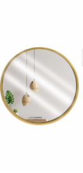 Vilde Zrcadlo Mirror ve zlatém dřevěném rámu kulaté zlaté nástěnné koupelnové zrcadlo do obývacího pokoje 30 cm