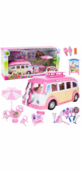 LeanToys Ica Cream Caravan Zmrzlinářská kavárna pro panenky Skládací růžová