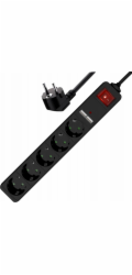 Gembird SPG5-U2-5-02 Prodlužovací kabel s USB nabíječkou, 5 zásuvek, 1,5 m, 2x USB, černý