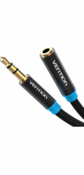 Cable Audio Braided 3.5mm male-female Vention VAB-B06-B150-M 1,5m Black