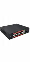 Qoltec SWITCH Gigabitový ethernetový síťový přepínač PoE | 16x RJ45 | 2x RJ45 uplink | 2x SFP | 1000 Mb/s