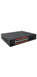 Qoltec SWITCH Gigabitový ethernetový síťový přepínač PoE | 16x RJ45 | 2x SFP | 1000 Mb/s