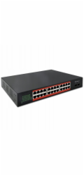 Qoltec SWITCH Gigabitový ethernetový síťový přepínač PoE | 24x RJ45 | 2x SFP | 1000 Mb/s
