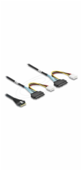 Delock - Interní kabel SAS - 8i Slim SAS (SFF-8654) (M) do U.2 (SFF-8639) (zásuvka), 4-pin (molex) (M) - 50 cm - up to 16 Gbps data transfer rate
