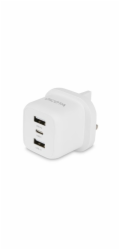 DICOTA - Sítový adaptér - kompaktní, notebook - 32 Watt - 3 A - 3 výstupní konektory (USB-C, 2 x USB) - bílá - Velká Británie