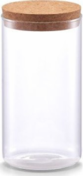 Zeller hladká sklenice s korkovým víkem, 1,1 l, sklo