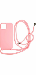 MOBILE ORIGIN Růžový kryt s šňůrkou na krk – iPhone 14