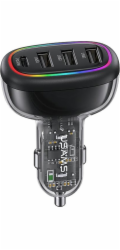 Usams Nabíječka do auta , 1xUSB-C, 3xUSB-A, C34, 48W, 3A+C, PD, černá, CC170CC01 (US-CC170)