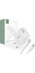 Tech-Protect Nabíječka TECH-PROTECT C35W 2PORTOVÁ SÍŤOVÁ NABÍJEČKA PD35W + KABEL LIGHTNING BÍLÁ