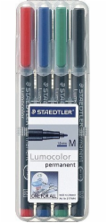 Staedtler Permanentní popisovač Lumocolor 317 WP4, černá, modrá, zelená, červená, 4 ks.