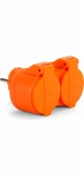 Montis Dvojitý rozbočovač 2x2P+Z, 16A, 250V; IP44; Oranžový MT089