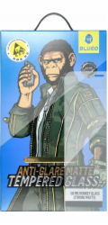 Blueo Tvrzené sklo 5D Mr. Monkey pro Apple iPhone 14 Pro černé (silný matný)