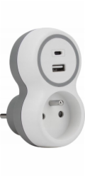 Plastrol Jednoportový síťový rozbočovač + USB-A + USB-C