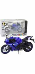 LeanToys Sportovní motocykl Kovová světla Zvuky Tmavě modrá R1 1:12