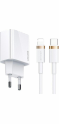 Usams Nabíječka USAMS T34 síťová nabíječka 1xUSB-C 20W 5V-3A PD3.0 + U63 USB-C/Lightning 20W kabel bílá/bílá T49OCLN01
