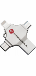 ForCell USB flash disk 16GB USB 3.2 Gen 1 (USB A / USB C / Lightning / Micro USB) F-Data Metal Quad stříbrný