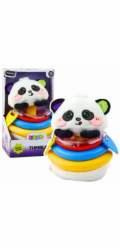 LeanToys Senzorická hračka Hrnek Panda Pyramid Houpací kousátko Chrastítko