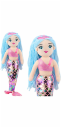 LeanToys Plyšová mořská panna s holografickým ocasem, růžovo-modrá, 48 cm, LEAN Toys