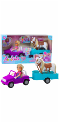 LeanToys Sada pro panenky Ankiki - kabriolet s přívěsem a koněm