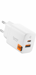 Spigen Síťová nabíječka Essential EE202EU s USB-A a USB-C, 20W, bílá