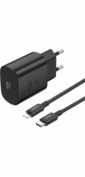 Foneng Nabíječka do zásuvky EU51 USB-C 25W + kabel USB-C - Lightning (černá)