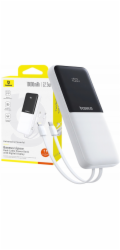 Baseus Powerbanka Lipow 10000mAh 22,5W se dvěma vestavěnými kabely (s Baseus Simple USB-A - USB-C 3A 20cm) - bílá