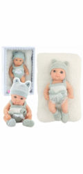 LeanToys Panenka s dekou, bílá a šedá, oblečení, klobouk, 18 cm