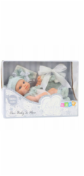 LeanToys Panenka miminko, šedý obleček, klobouk, bryndák, 18 cm