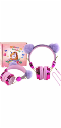 LeanToys Drátová sluchátka v růžových odstínech s nastavitelnými ušima a mikrofonem LEAN Toys