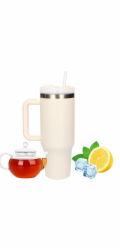 ExtraLink Termohrnek Černý les s brčkem a uchem, 1200ml, béžový