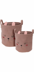 Dětský úložný koš na prádlo i hračky válec sada 2 ks růžová KO-HZ1993030ruzo