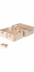 Sada dřevěných úložných boxů 3 ks přírodní KO-KR8000160
