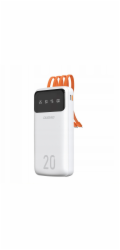 Dudao Powerbanka s velkou kapacitou a 3 vestavěnými kabely 20 000 mAh USB typu C + micro USB + Lightning bílá (Dudao K6Pro+)