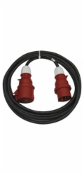 3 fázový venkovní prodlužovací kabel 20m / 1 zásuvka / černý / guma / 400 V / 2,5mm2