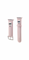 Karl Lagerfeld Řemínek Karl Lagerfeld KLAWLSLKCNP pro Apple Watch 4/5/6/7/8/9/SE/Ultra 42/44/45/49mm řemínek 3D gumové hlavy Karl&Choupette růžová/růžová