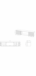 Cama RTV skříň TULA 183x35x37 bílá matná + černý krb