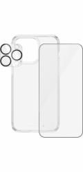 PanzerGlass - Balení 3 v 1 - sada chránice obrazovky / objektivu / zadní strany pro mobilní telefon - sklo - barva rámu cerná - pro Apple iPhone 15 Pro Max