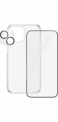 PanzerGlass - Balení 3 v 1 - sada chránice obrazovky / objektivu / zadní strany pro mobilní telefon - sklo - barva rámu cerná - pro Apple iPhone 15