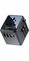 Yesido MC24 Univerzální adaptér UK/EU/US/AUS Max 8A (3xUSB+USB-C) ČERNÝ