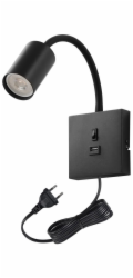 IMMAX PUNTO USB flexibilní nástěnné svítidlo s vypínačem, 9W, GU10, černé