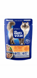 OPTIVITAL Sterile Tasty shreds in gravy with turkey - mokré krmivo pro kočky - 85g