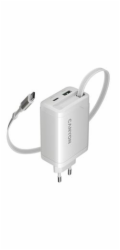 CANYON charger OnCharge 65RC Build-In Cable USB-C 65W 1xPD 1xQC EU White