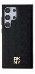 DKNY  DKHMS24LPSHRPSK S24 Ultra S928 černé/černé pevné pouzdro Kožený Vzor Kovové Logo MagSafe