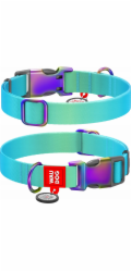 Waudog gradient nylon dog collar with QR code, blue , size M