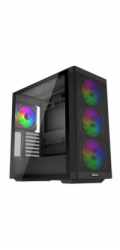 EVOLVEO Scorpio, skříň eATX/ATX, 4x ARGB ventilátor 120mm, boční panel temperované sklo + mřížkovaný přední panel